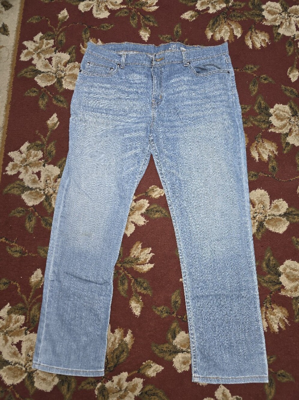 George Men’s Straight Jeans in Denim Blue with Contrast Stitching